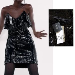 Zara NEW Strappy Sequin Mini Dress Medium